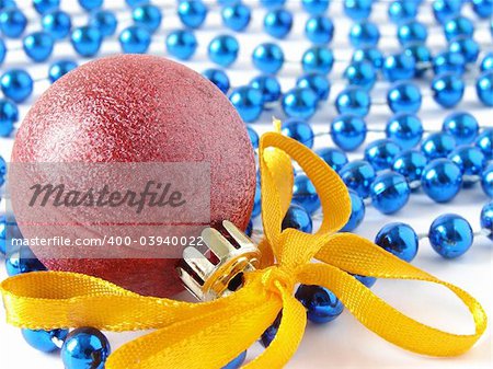 colorful christmas decorations with red bauble