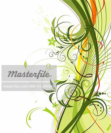 Grunge paint flower background with ribbon, element for design, vector illustration