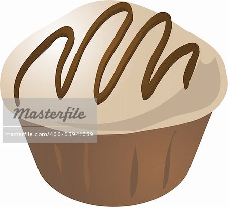 Vanilla chocolate swirl cupcake muffin. Vector isometric illustration