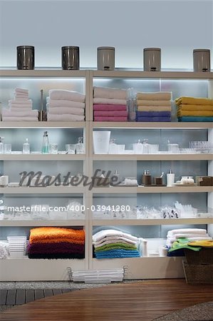 Store interior - shelves with home decor products