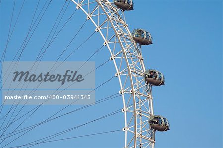 A partial view of The London Eye Capsules. Also known as Millenium Wheel.