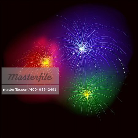 Fireworks RGB - Detailed and colored vector illustration with special lightning effects.