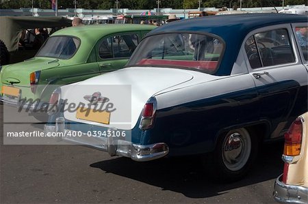 part of basket of old car on an exhibition retro techniques in Moscow, Russia