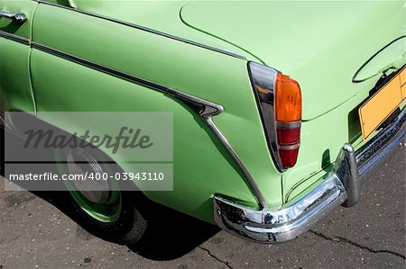 part of basket of old car on an exhibition retro techniques in Moscow, Russia