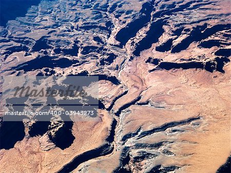 Aerial view of Utah Canyonlands with landforms.