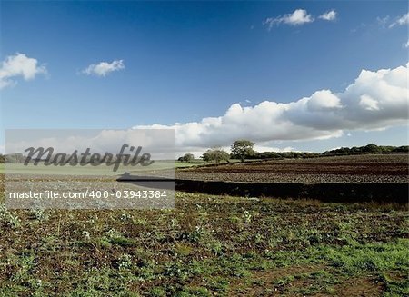 Farmland empty field of arable crops after harvesting