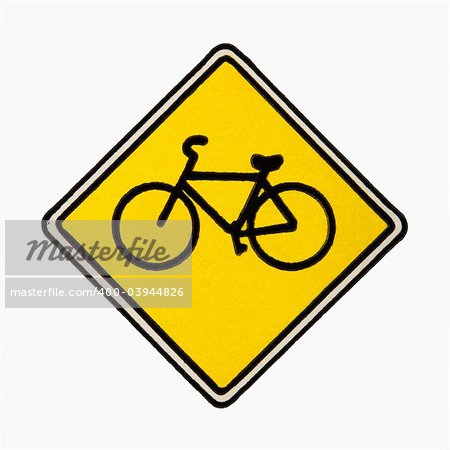 Bicycle road sign against white background.