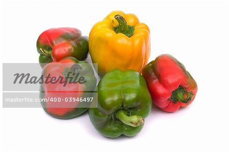 image series of fresh vegetables on white background - paprika