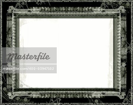 Computer designed highly detailed aged  border  over white. Nice grunge layer for your projects.