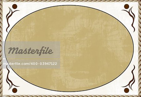 Computer designed highly detailed vintage style border and aged paper background with space for your text or image. Great grunge element for your projects