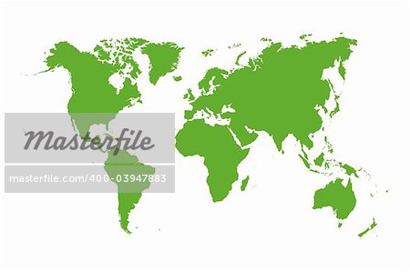 Vector world map isolated over a white background