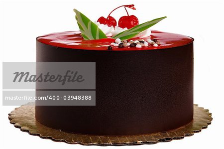 Chocolate Cake with two cherries on top