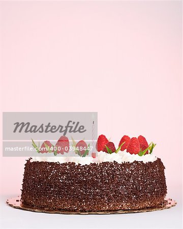 White moose cake with raspberries