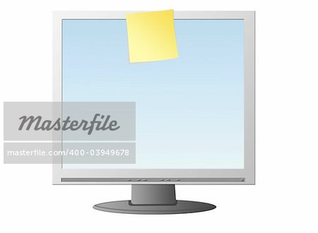 Monitor with a yellow memo note