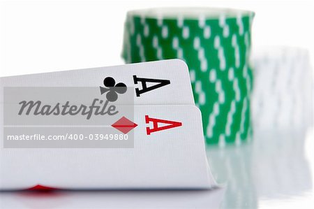 Pocket Aces and poker chips