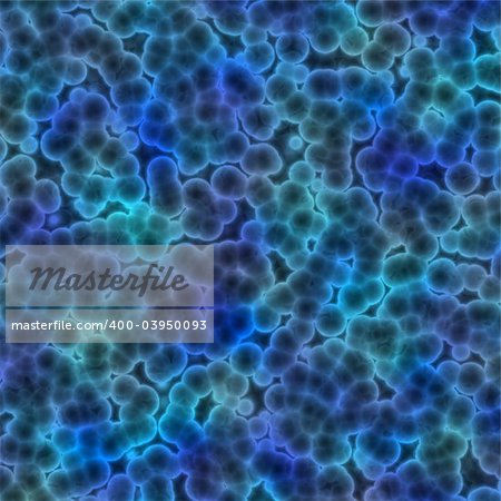 Computer generated illustration of blue plant cells under microscope