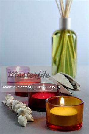 Diffuser with sticks and candles