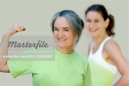 Athletic mother and daughter