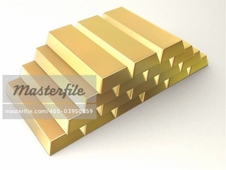 3d rendered illustration from packs of gold bars