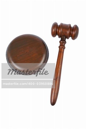 Wooden gavel from the court isolated on white background