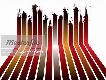 collection of red and orange ribbons with ink splats
