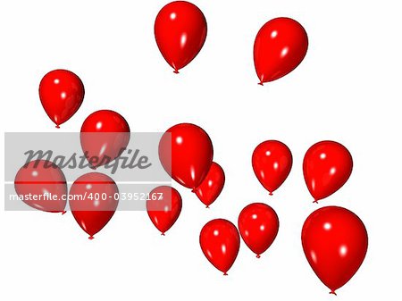 3d rendered illustration of some flying red balloons