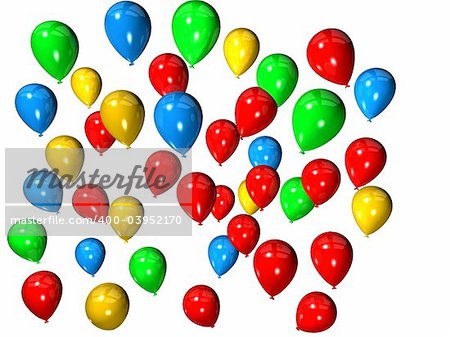 3d rendered illustration of many flying colorful balloons