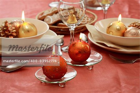 Festive table setting for Christmas