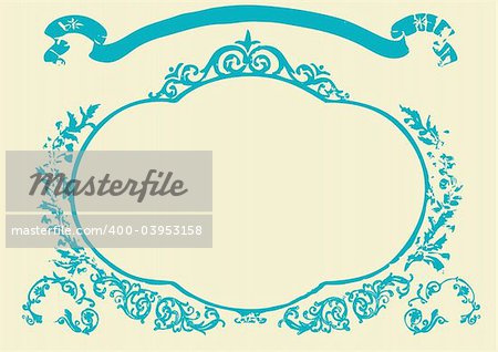 Frame with banner and floral elements around . Vector illustration.