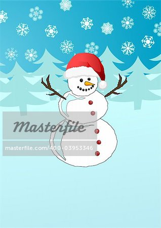 Snowman in Santa's hat