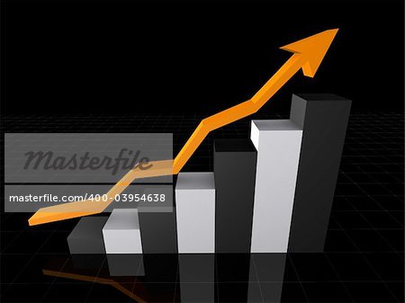 3d rendered illustration of a rising statistic