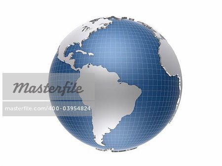 3drendered illustration of a blue and silver globe