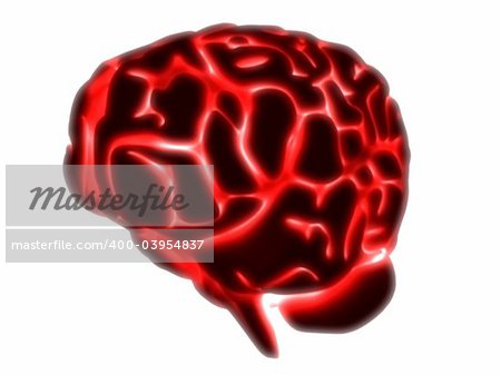 3d rendered anatomy illustration of a red glowing human brain