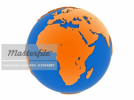 3d rendered illustration of a blue and orange globe