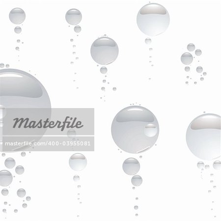 Illustrated abstract bubble background in silver and white