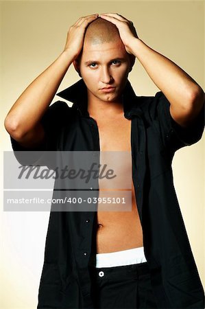 Young male model posing