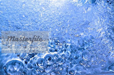 blue water drops and bubbles