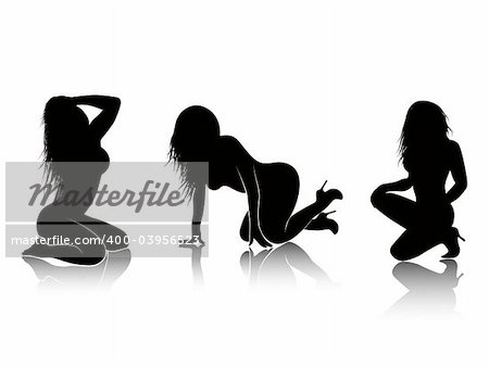 Silhouettes of sexy females abstract vector background illustration
