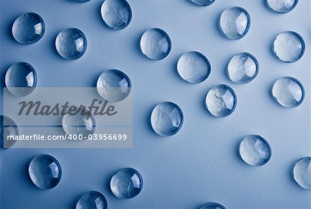 water drops (glass decoration) on the blue background