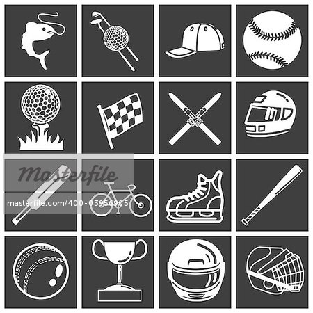 A set of sports icons / design elements. Vector art in Adobe Illustrator 8 EPS format. Can be scaled to any size without loss of quality.