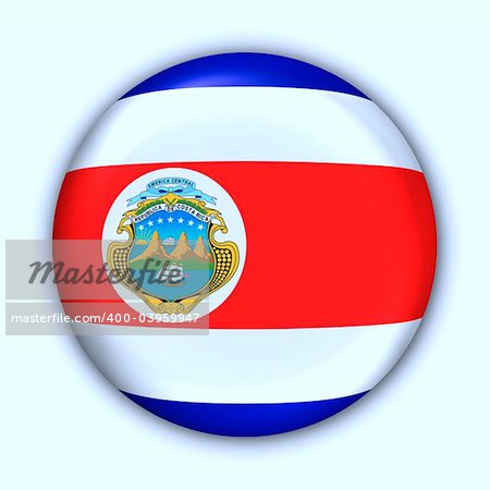 World Flag Button Series - Central America/Caribbean - Costa Rica (With Clipping Path)