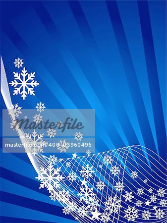 Christmas vector illustration background with blue snowflake theme