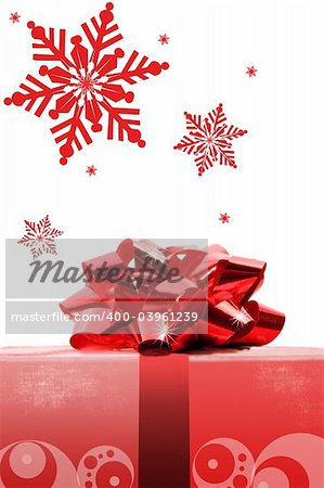 Red Christmas gift in isolated white background