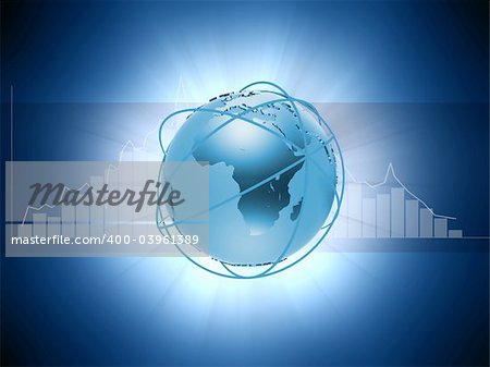 3d rendered illustration of a statistic and a globe with rings