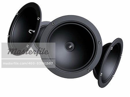 3d rendered illustration of black speakers