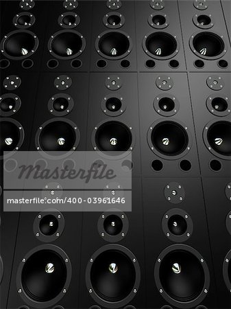 3d rendered illustration of a black speaker wall