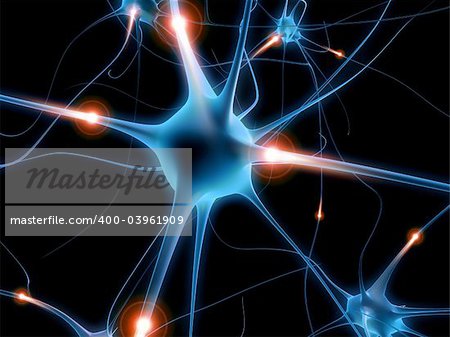 3d rendered illustration of an active nerve cell