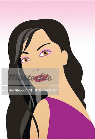 Illustration of a pretty brunette woman