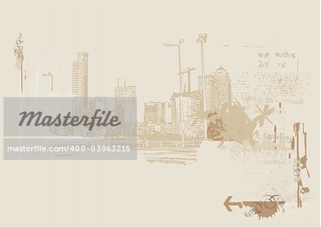 Big City  -  Grunge styled urban background.  Vector illustration.