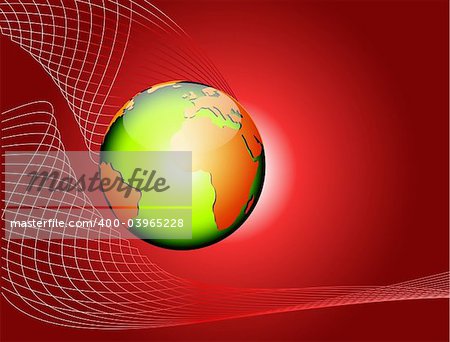 Vector illustration red abstract background with globe